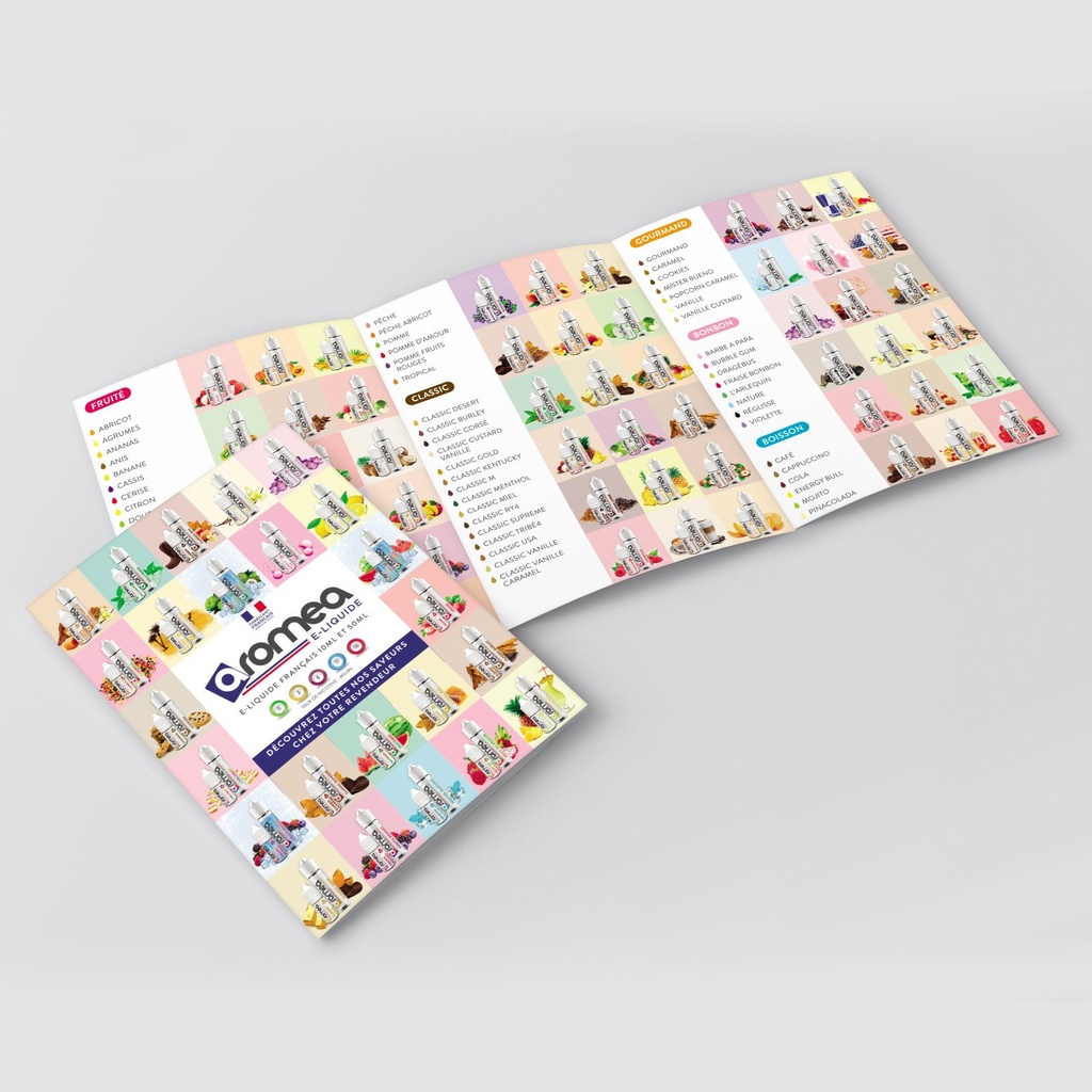 Carte des saveurs e-liquides 10ml/50ml - AROMEA